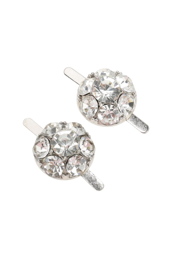 2 Pcs Shoe Accessories Fashionable Round Floral Pin Back Shoe Decorations Silver Tone