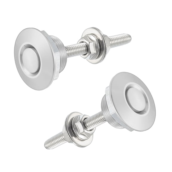 Unique Bargains 2 Pcs Silver Tone Bumper Quick Release Lock Latch Aluminum Alloy Hood Pin Lock Push Button Bonnet