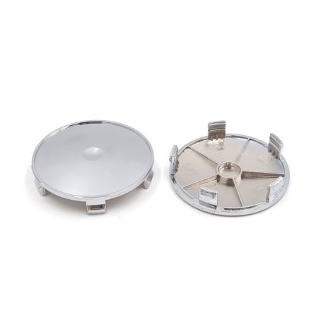 Unique Bargains 2 Pcs Silver Tone Chrome 68mm Dia 5 Lugs Car Wheel Rims Center Cap Hub Cover