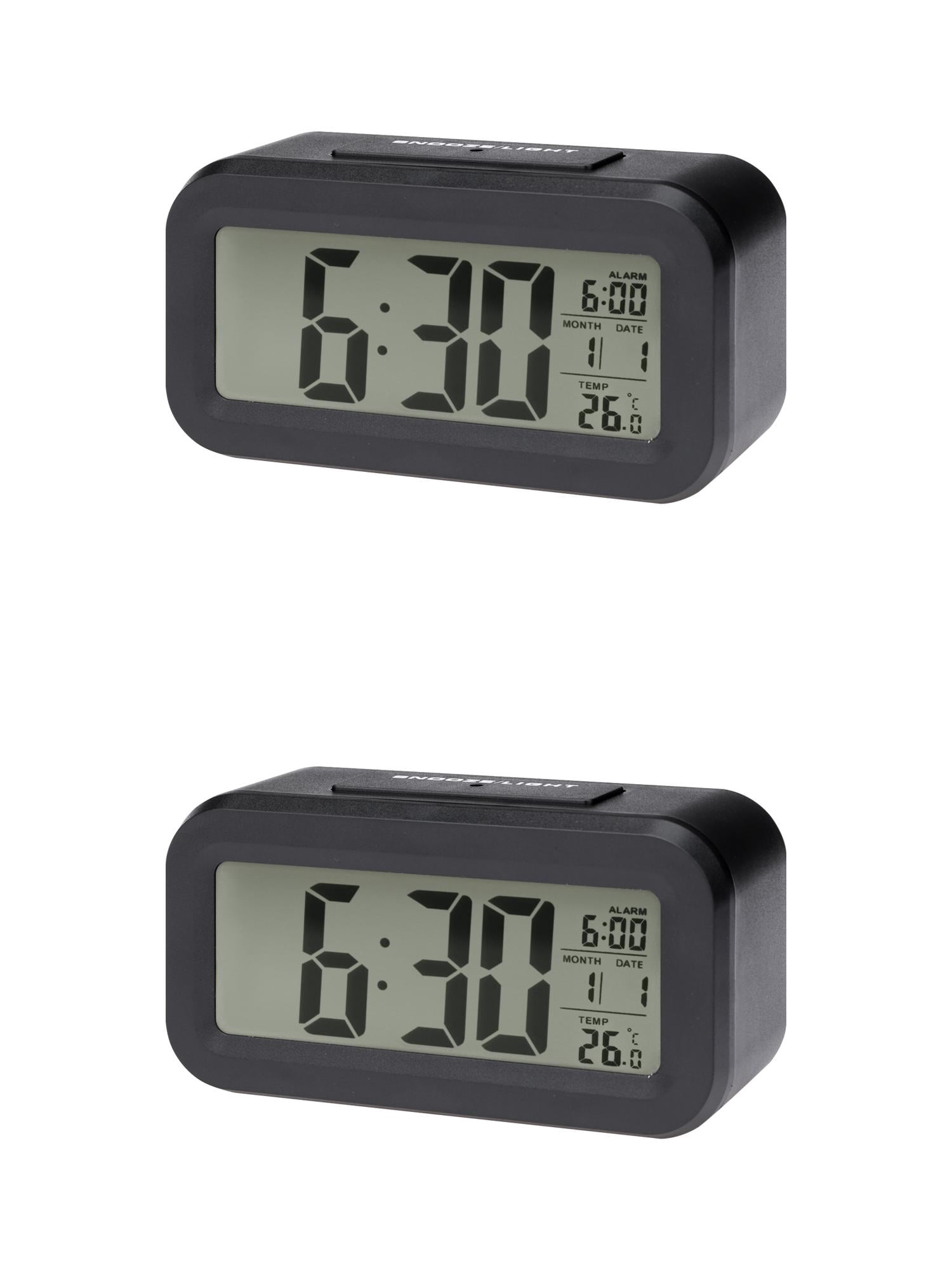Unique Bargains 2 Pcs Small Digital Alarm Clock 5.5 x 2.8 x 1.8 in Black