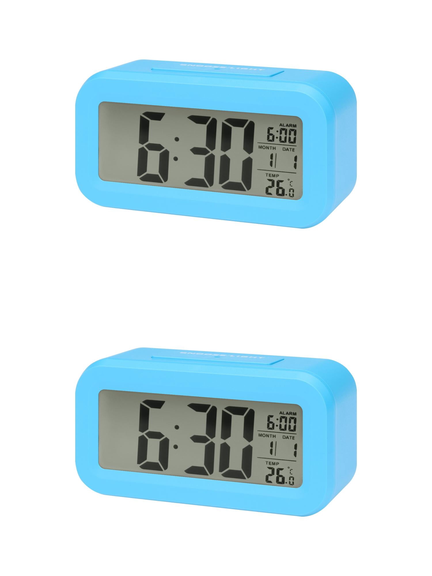 Unique Bargains 2 Pcs Small Digital Alarm Clock 5.5 x 2.8 x 1.8 in Blue