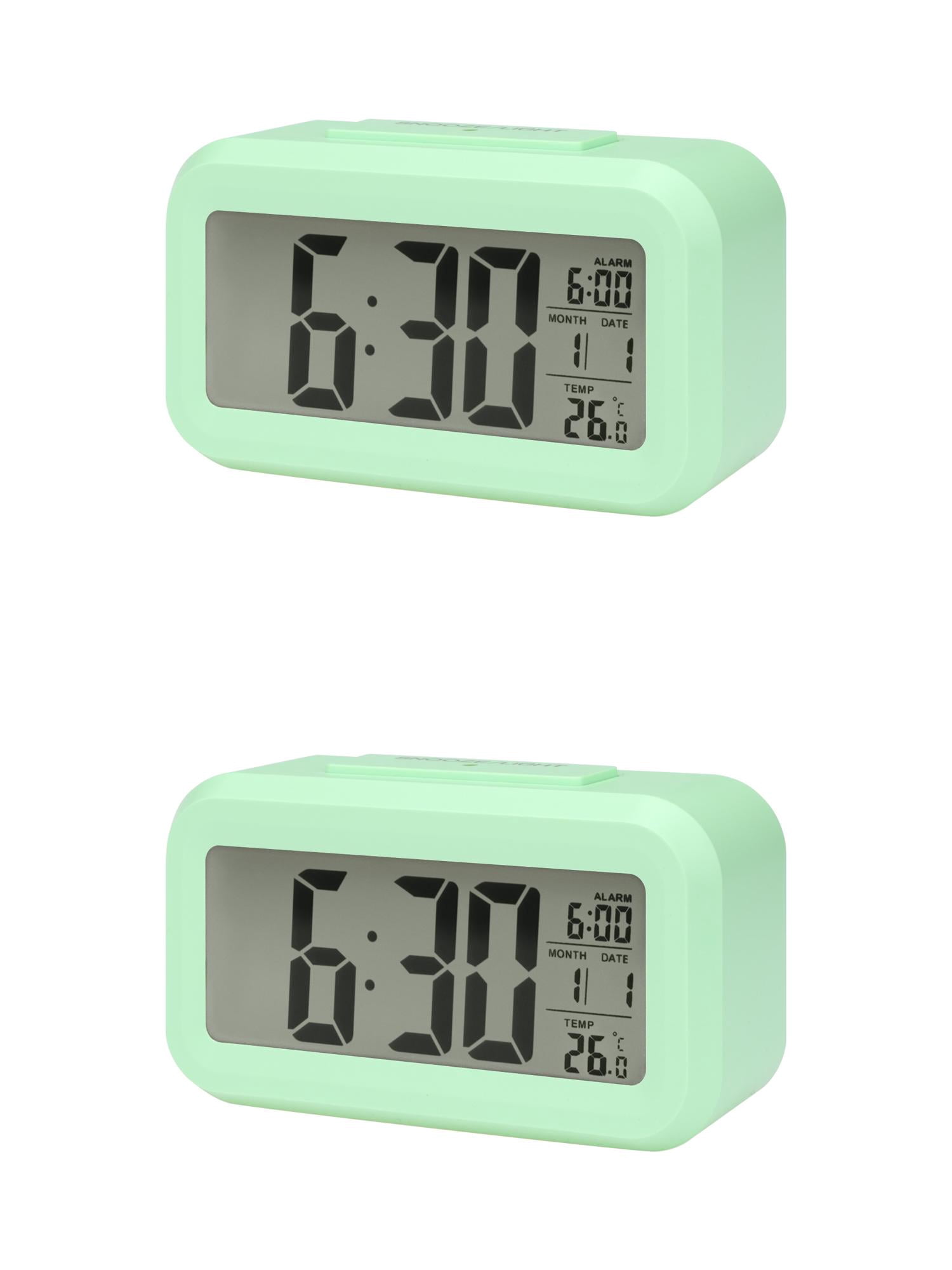 Unique Bargains 2 Pcs Small Digital Alarm Clock 5.5 x 2.8 x 1.8 in Green