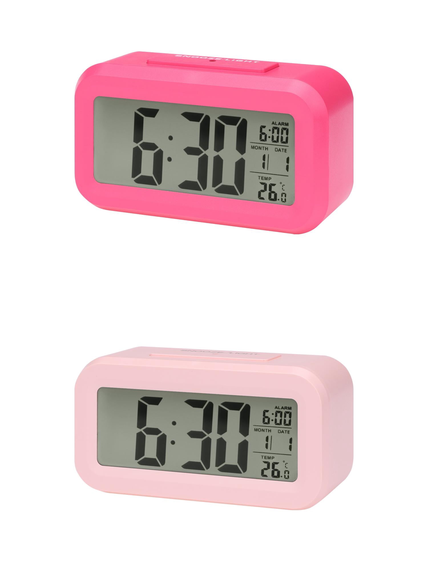 Unique Bargains 2 Pcs Small Digital Alarm Clock 5.5 x 2.8 x 1.8 in Pink/Red