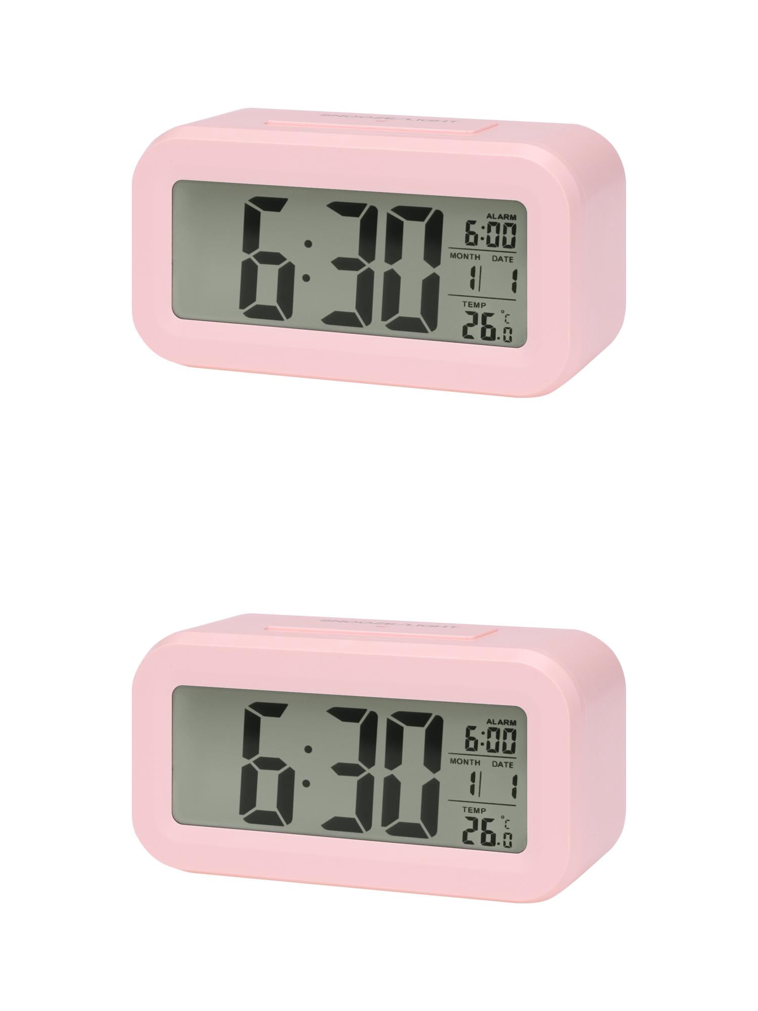 Unique Bargains 2 Pcs Small Digital Alarm Clock 5.5 x 2.8 x 1.8 in Pink