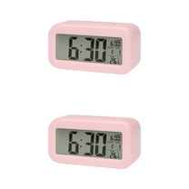 Unique Bargains 2 Pcs Small Digital Alarm Clock 5.5 x 2.8 x 1.8 in Pink