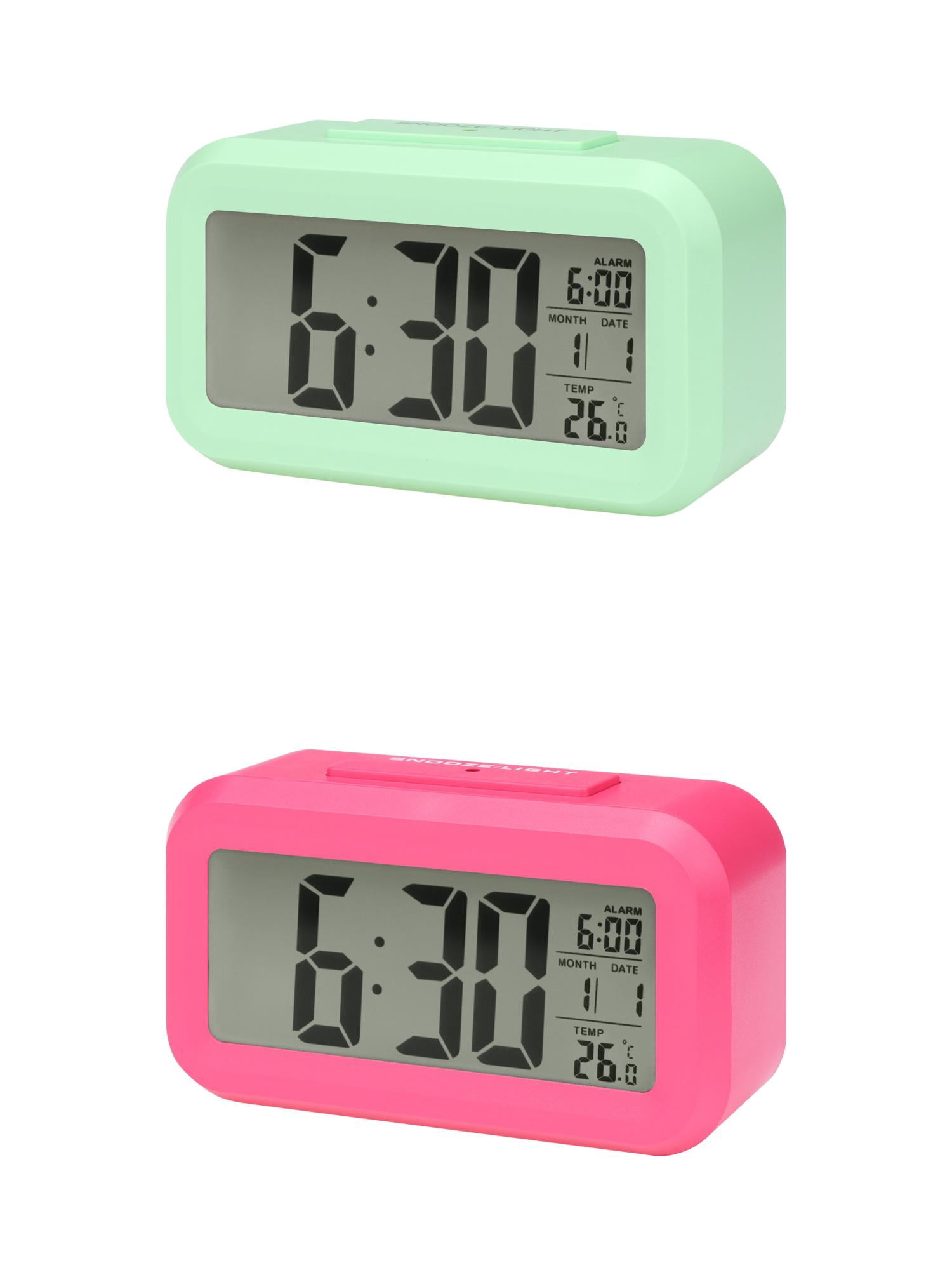 Unique Bargains 2 Pcs Small Digital Alarm Clock 5.5 x 2.8 x 1.8 in Red/Green