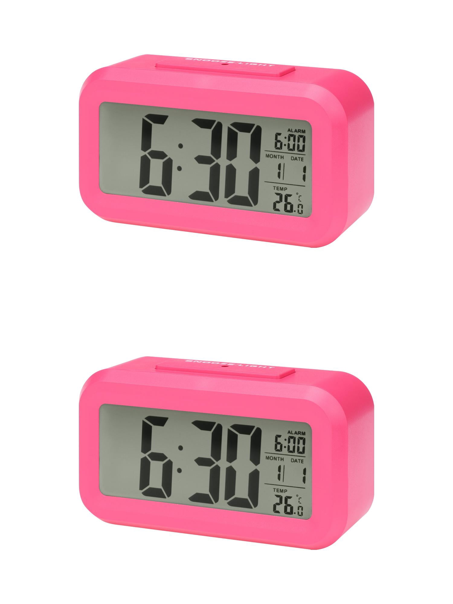 Unique Bargains 2 Pcs Small Digital Alarm Clock 5.5 x 2.8 x 1.8 in Red