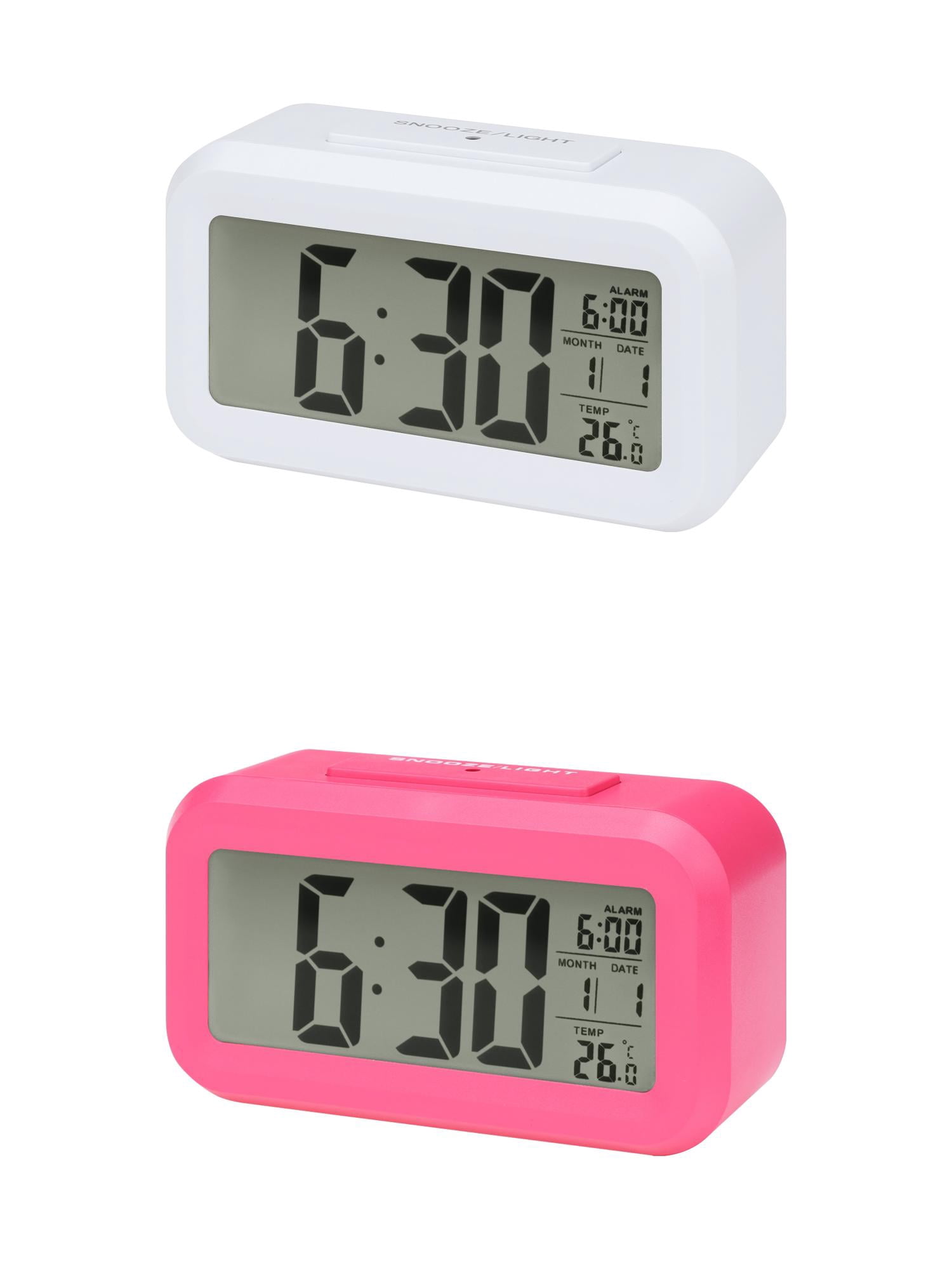 Unique Bargains 2 Pcs Small Digital Alarm Clock 5.5 x 2.8 x 1.8 in White/Red
