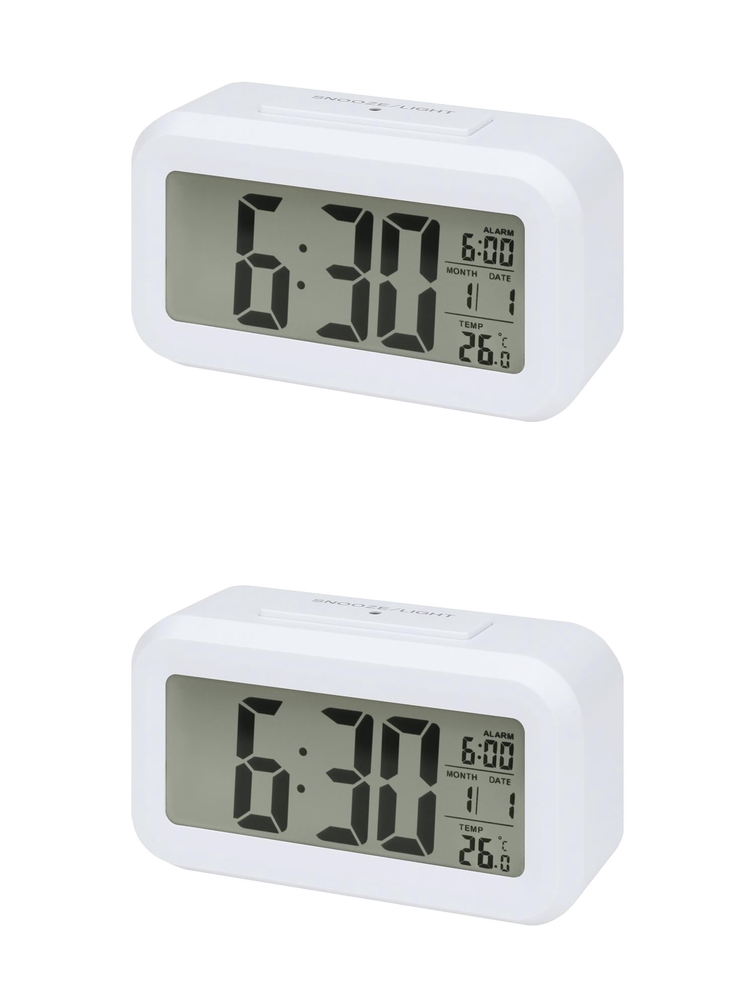 Unique Bargains 2 Pcs Small Digital Alarm Clock 5.5 x 2.8 x 1.8 in White