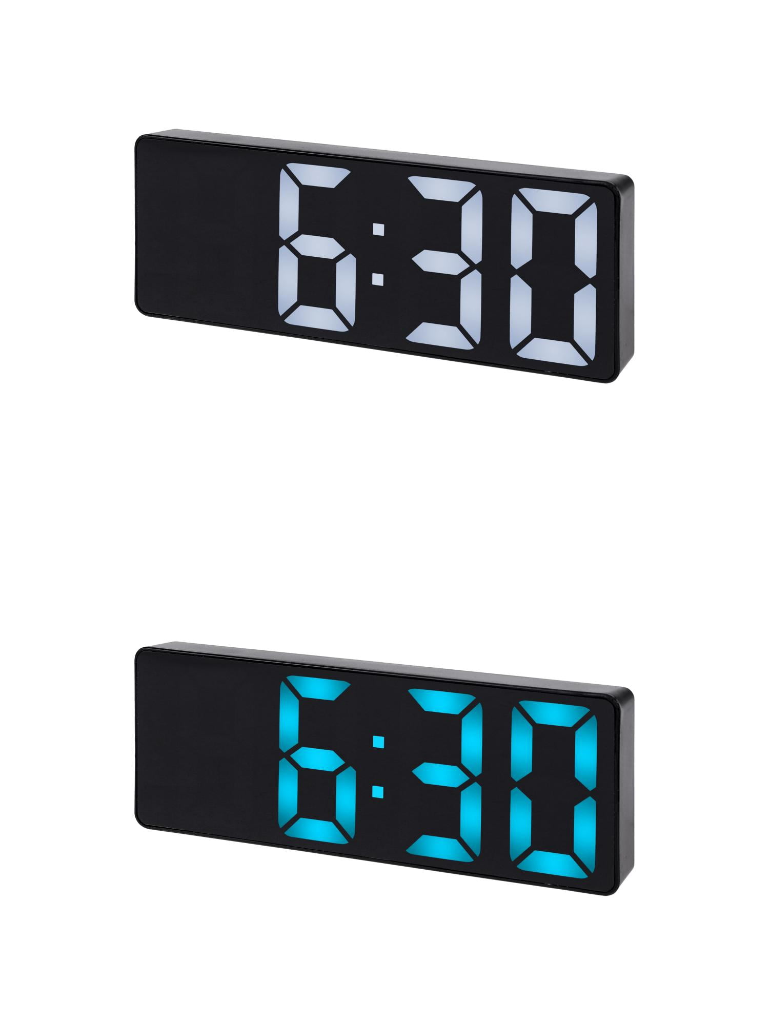 Unique Bargains 2 Pcs Small Digital Alarm Clock for Deep Sleepers Blue/White