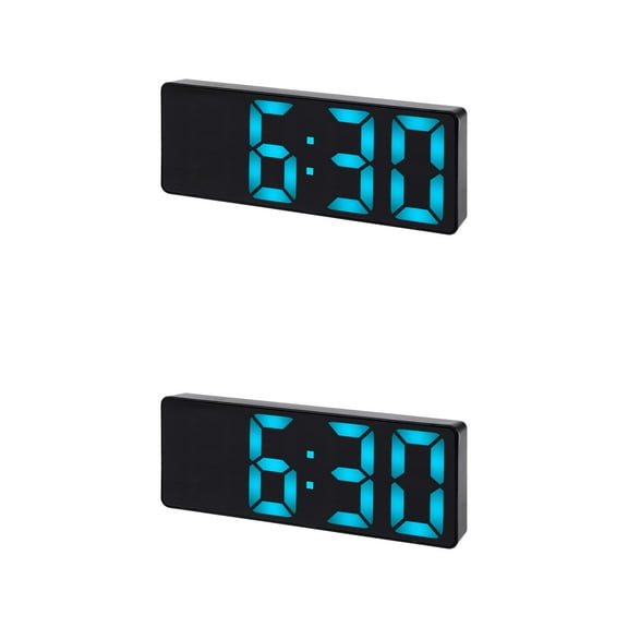 Unique Bargains 2 Pcs Small Digital Alarm Clock for Deep Sleepers Blue
