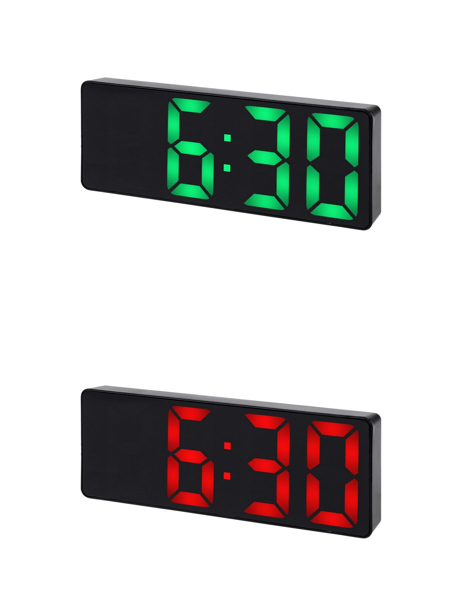 Unique Bargains 2 Pcs Small Digital Alarm Clock for Deep Sleepers Green/Red