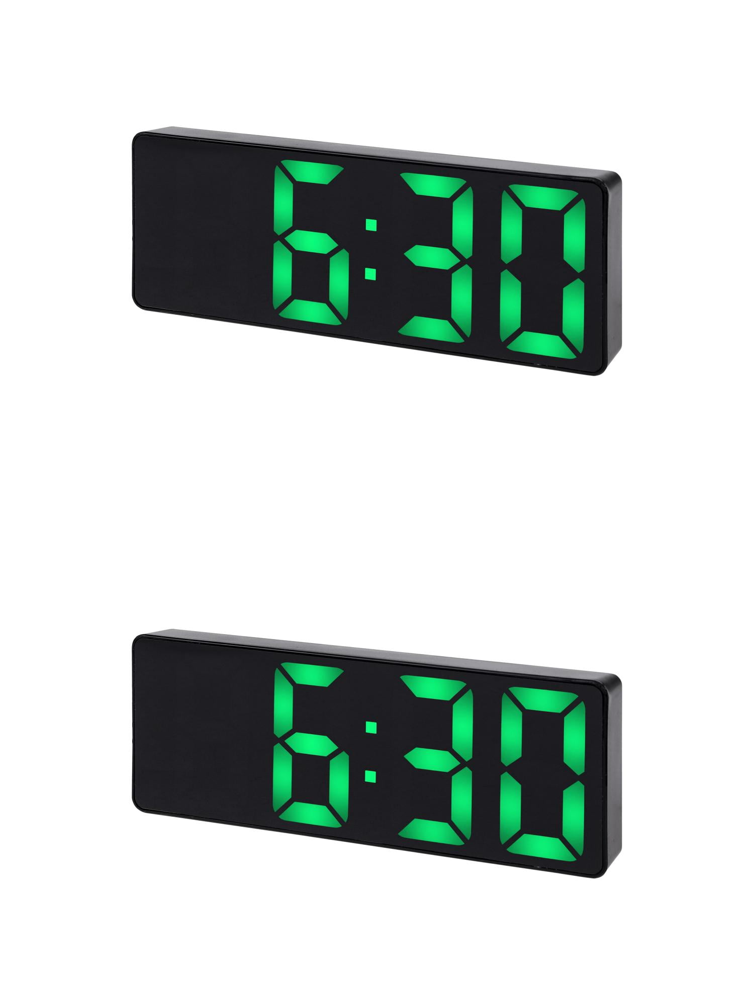 Unique Bargains 2 Pcs Small Digital Alarm Clock for Deep Sleepers Green