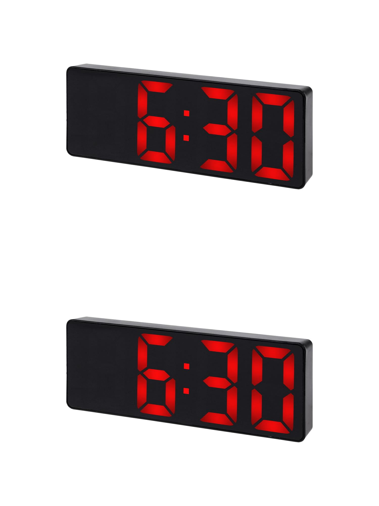 Unique Bargains 2 Pcs Small Digital Alarm Clock for Deep Sleepers Red