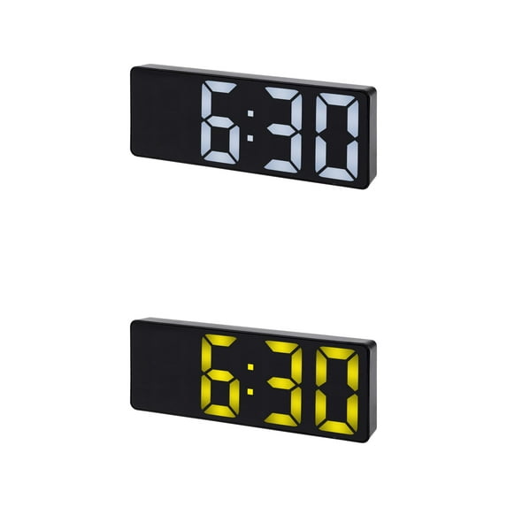 Unique Bargains 2 Pcs Small Digital Alarm Clock for Deep Sleepers White/Yellow