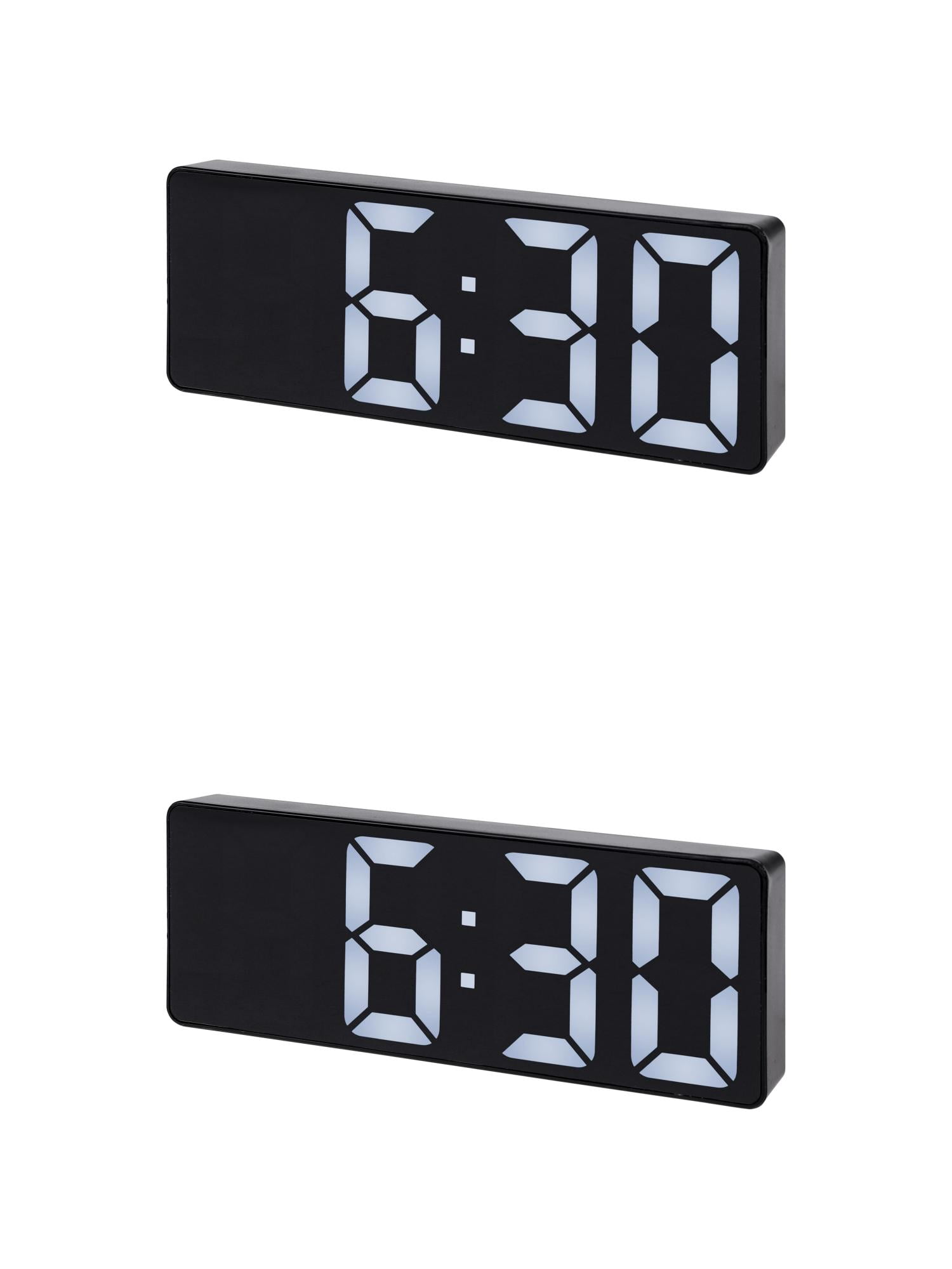 Unique Bargains 2 Pcs Small Digital Alarm Clock for Deep Sleepers White