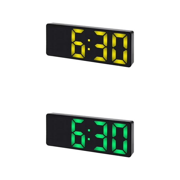 Unique Bargains 2 Pcs Small Digital Alarm Clock for Deep Sleepers Yellow/Green