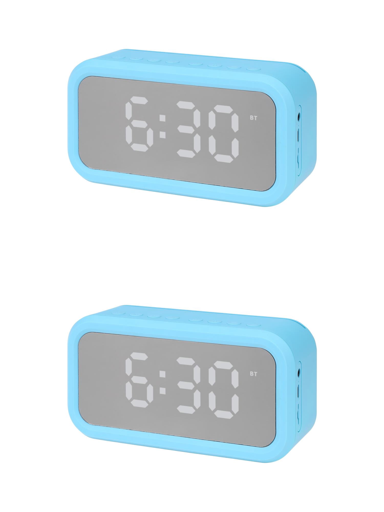 Unique Bargains 2 Pcs Small Dual Digital Alarm Clock for Bedroom Blue