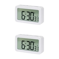 Unique Bargains 2 Pcs Small Loud Alarm Clock Battery Operated Desk Clock White White