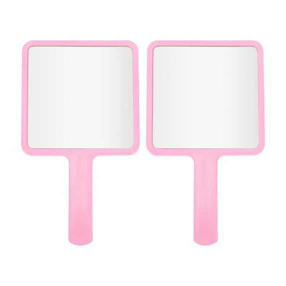 Unique Bargains 2 Pcs Small Square Handheld Mirror for Vacation Travel Pink Plastic Glass
