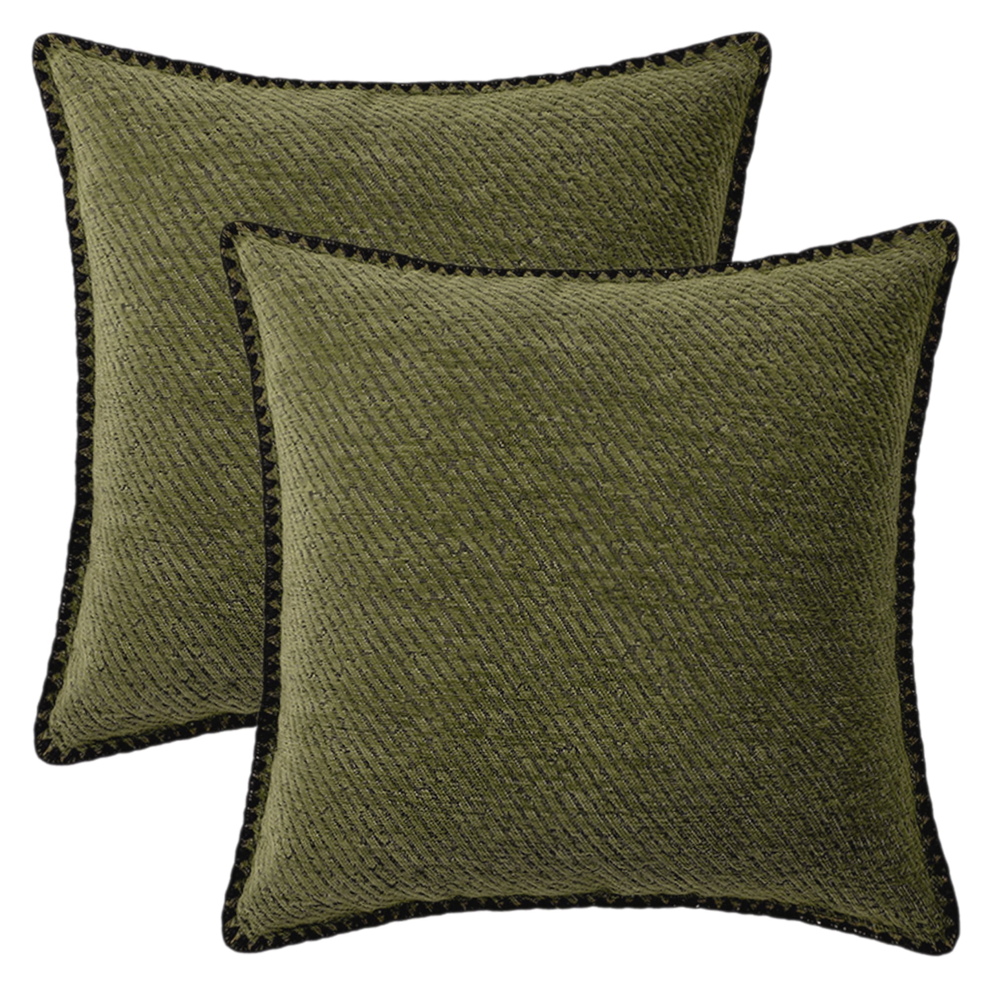 Unique Bargains 2 Pcs Soft Chenille Pillowcase Dark Green 18" x 18"