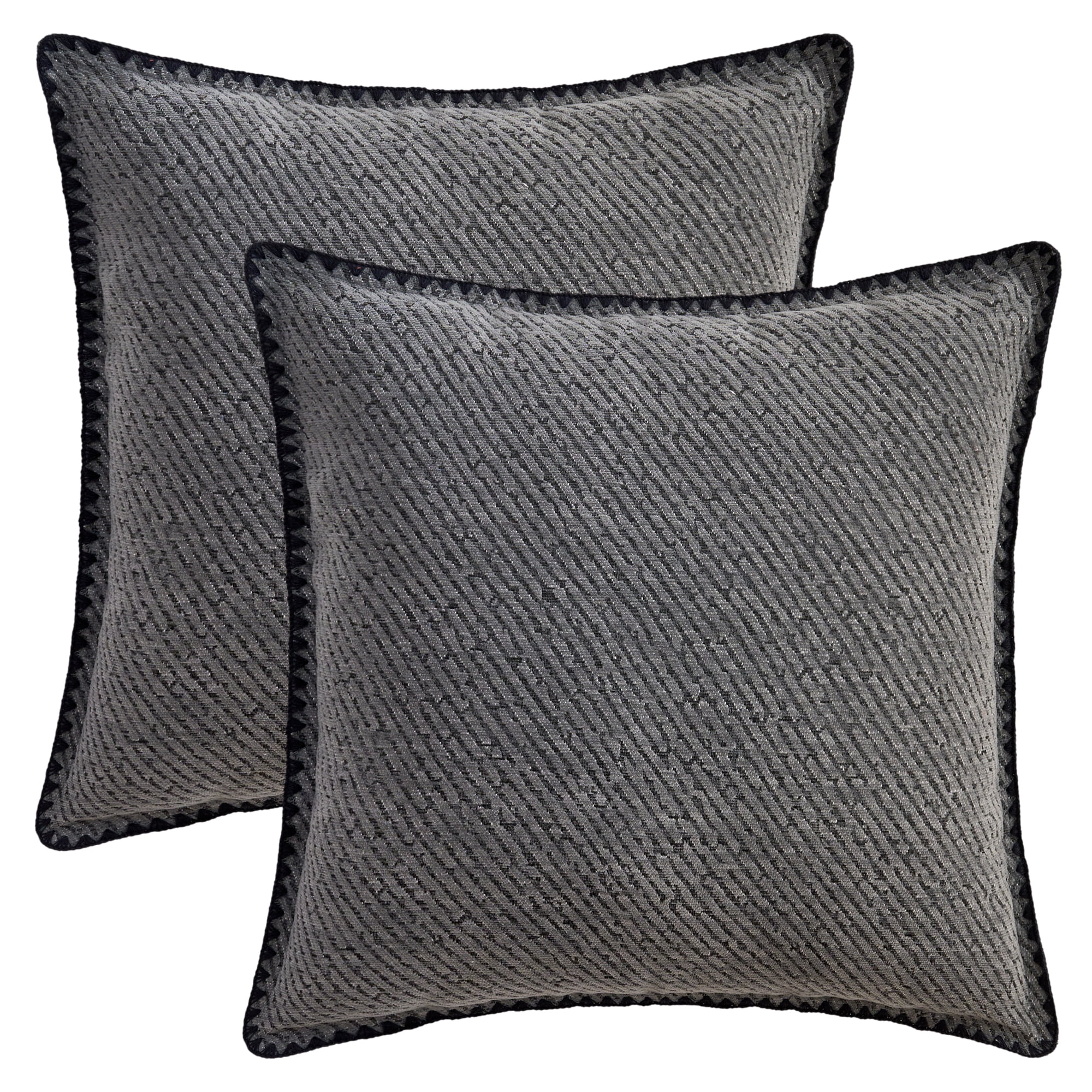 Unique Bargains 2 Pcs Soft Chenille Pillowcase Grey 18" x 18"