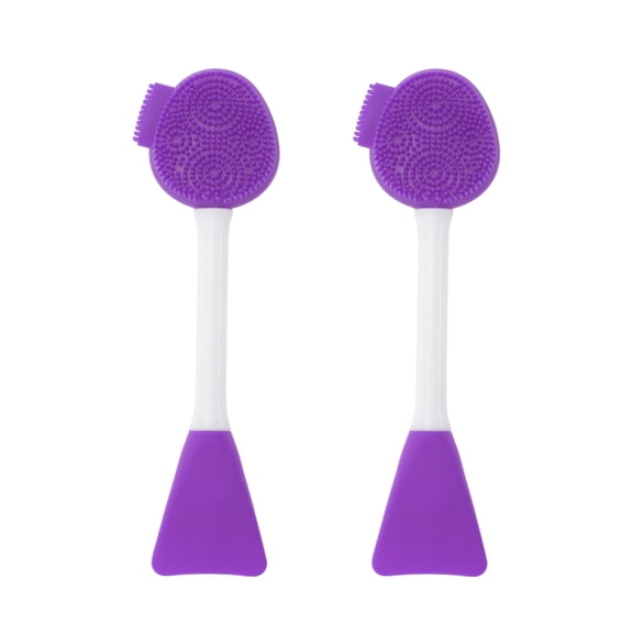 Unique Bargains 2 Pcs Soft Facial Mask Brush Double-headed Purple