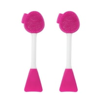 Unique Bargains 2 Pcs Soft Facial Mask Brush Double-headed Rose Red