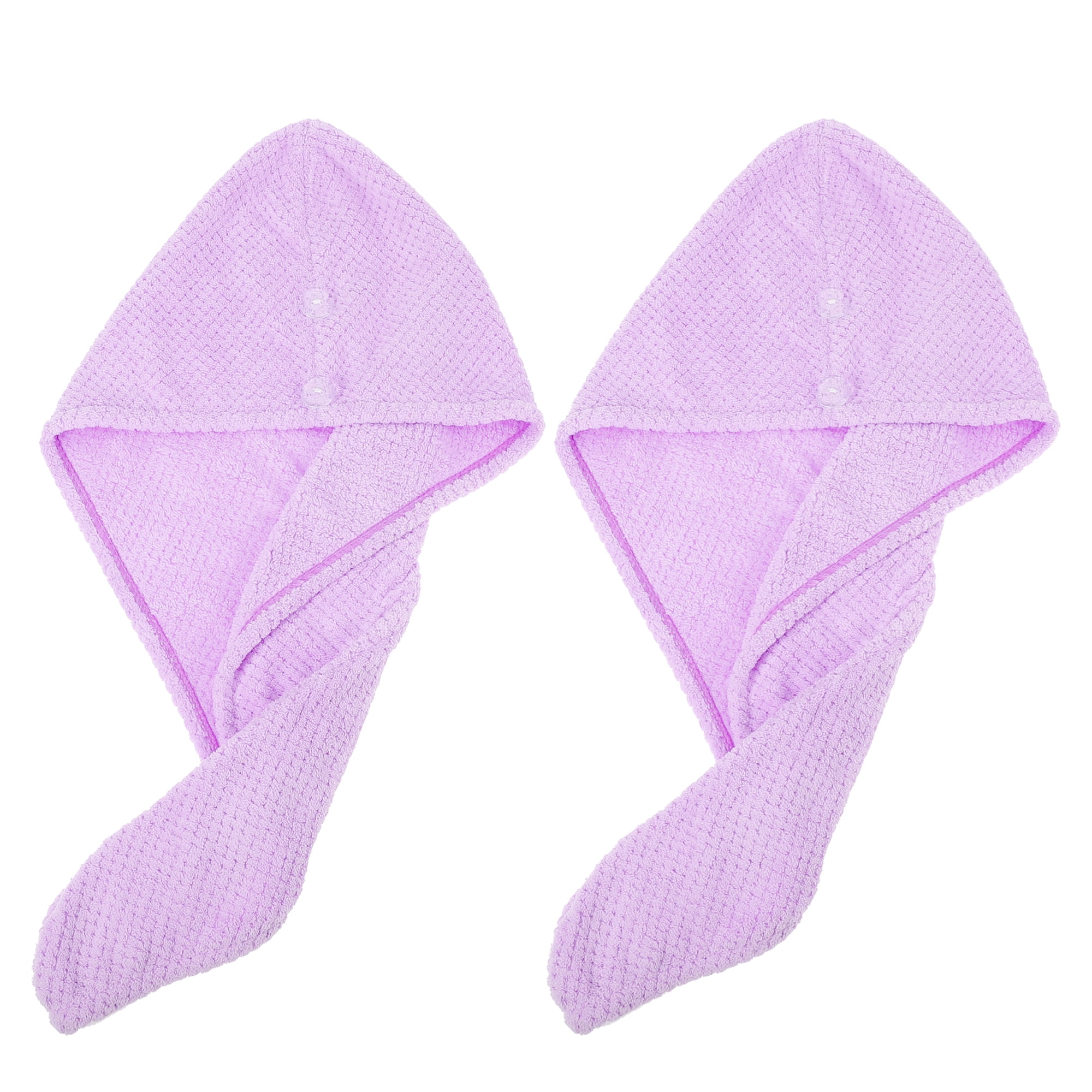 Unique Bargains 2 Pcs Soft Hair Towel Coral Fleece for Wet Long Hair Purple