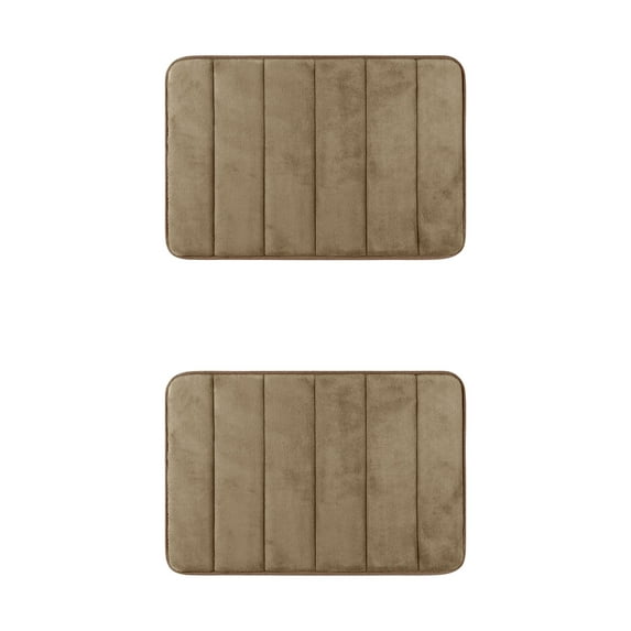 Unique Bargains 2 Pcs Soft Thick Absorbent Quick Dry Bathroom Bath Rugs Non Slip Brown 16" x 24"/20" x 32"