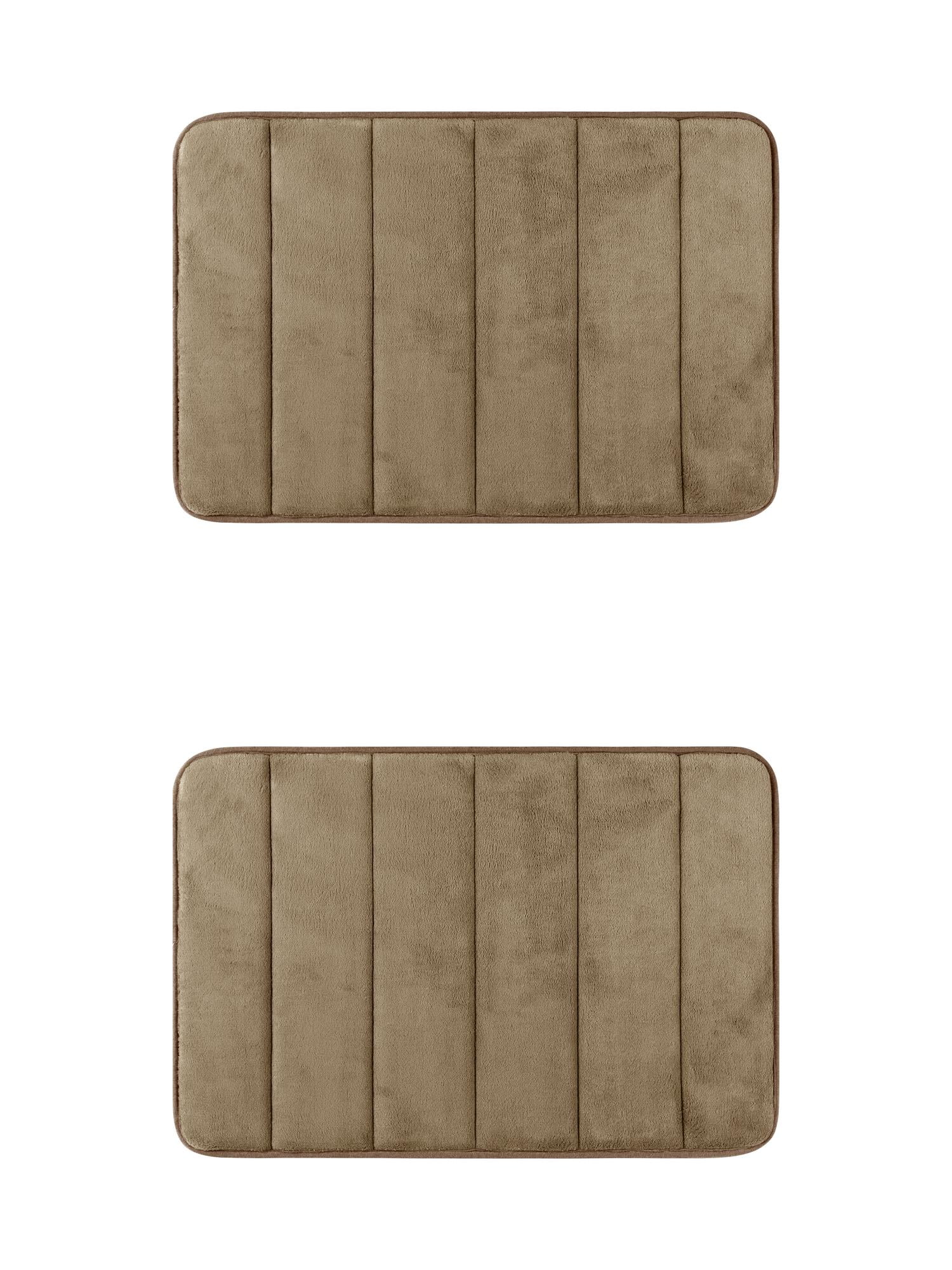 Unique Bargains 2 Pcs Soft Thick Absorbent Quick Dry Bathroom Bath Rugs Non Slip Brown 20" x 32"