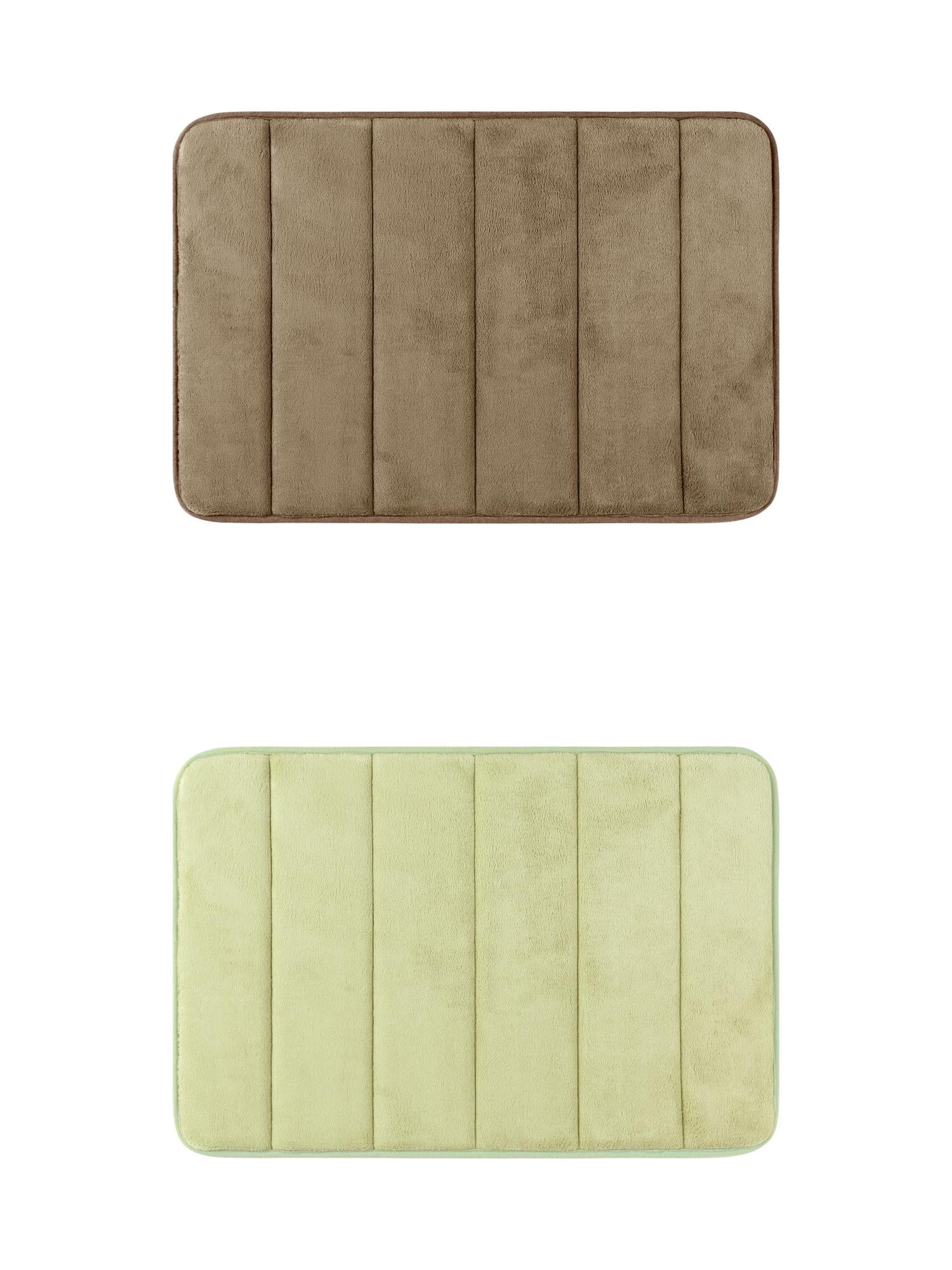 Unique Bargains 2 Pcs Soft Thick Absorbent Quick Dry Bathroom Bath Rugs Non Slip Brown/Green 16" x 24"