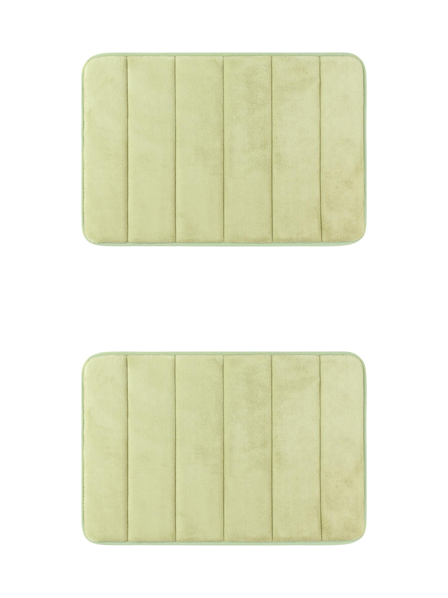 Unique Bargains 2 Pcs Soft Thick Absorbent Quick Dry Bathroom Bath Rugs Non Slip Green 16" x 24"