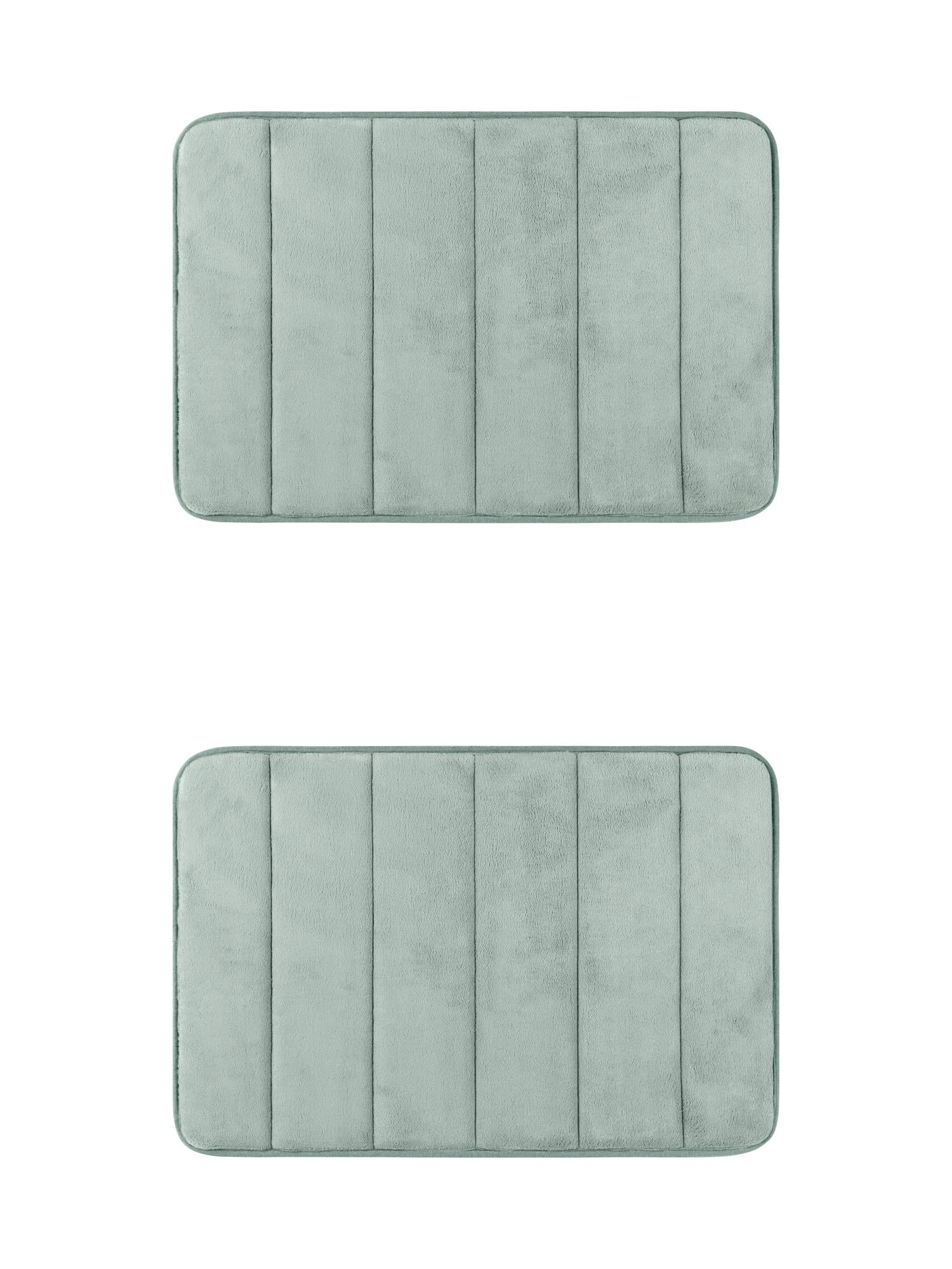 Unique Bargains 2 Pcs Soft Thick Absorbent Quick Dry Bathroom Bath Rugs Non Slip Grey 16" x 24"