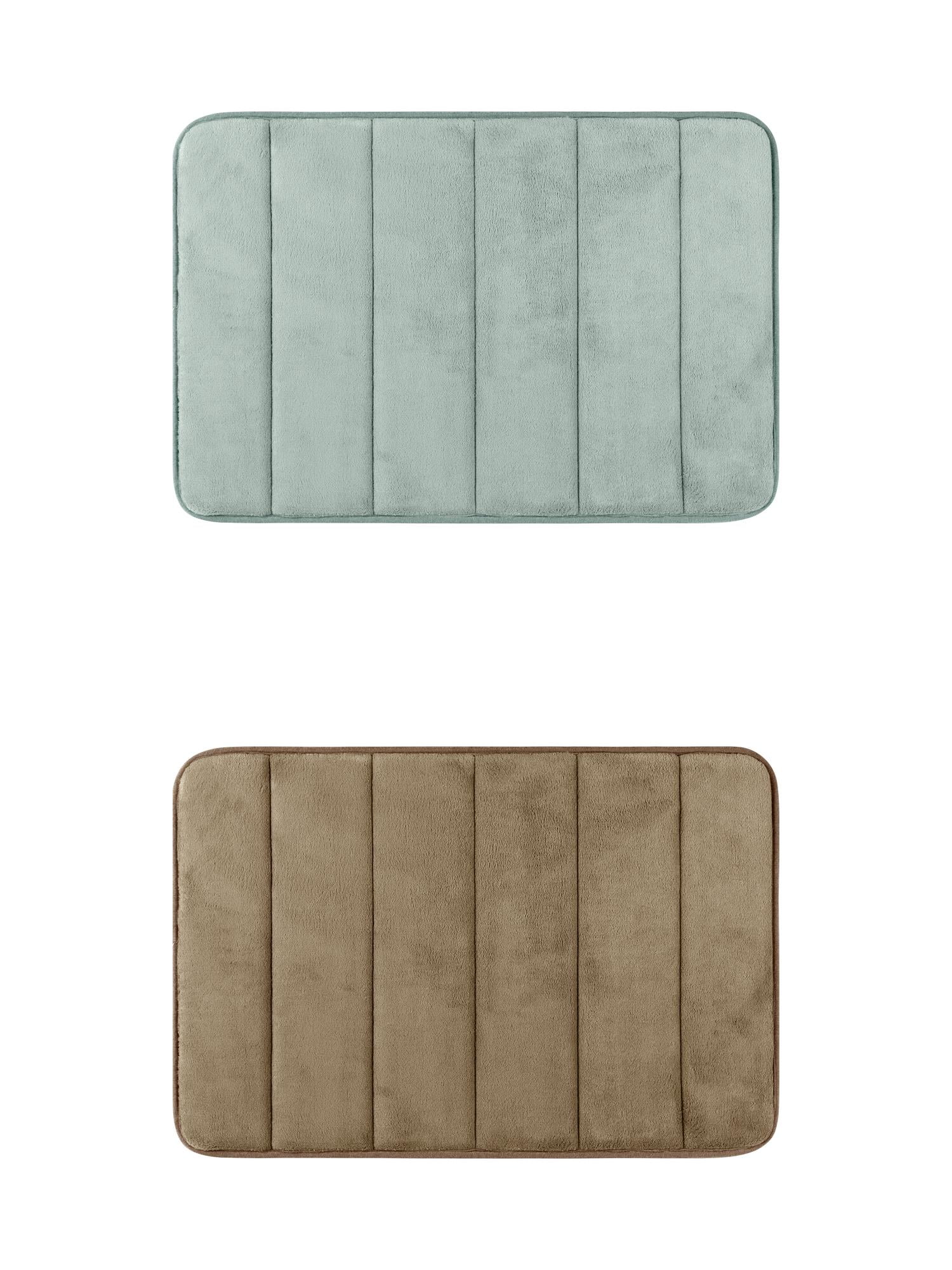Unique Bargains 2 Pcs Soft Thick Absorbent Quick Dry Bathroom Bath Rugs Non Slip Grey/Brown 16" x 24"