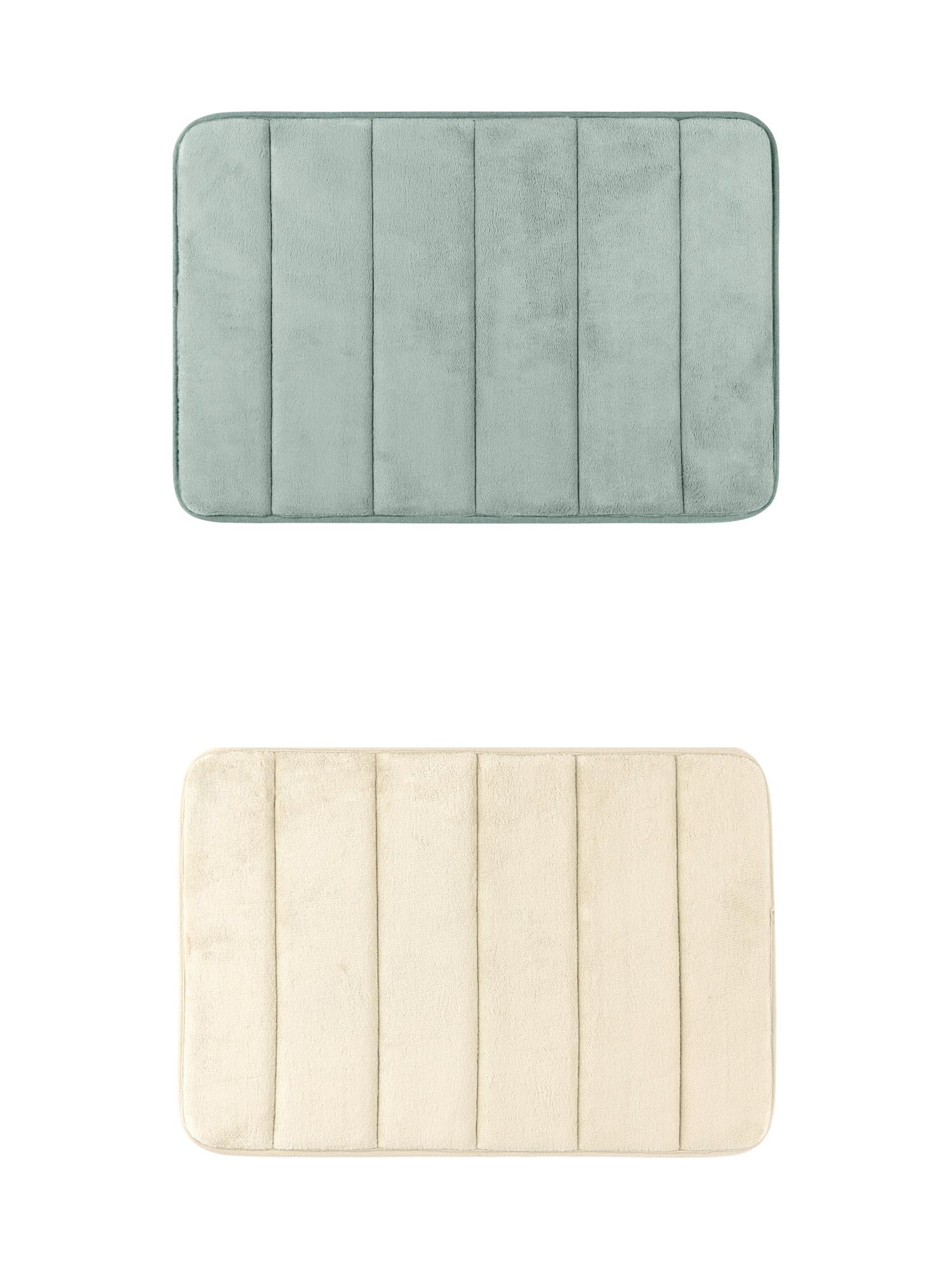 Unique Bargains 2 Pcs Soft Thick Absorbent Quick Dry Bathroom Bath Rugs Non Slip Grey/Khaki 16" x 24"