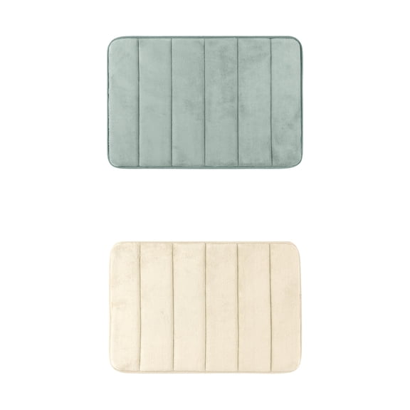 Unique Bargains 2 Pcs Soft Thick Absorbent Quick Dry Bathroom Bath Rugs Non Slip Grey/Khaki 16" x 24"