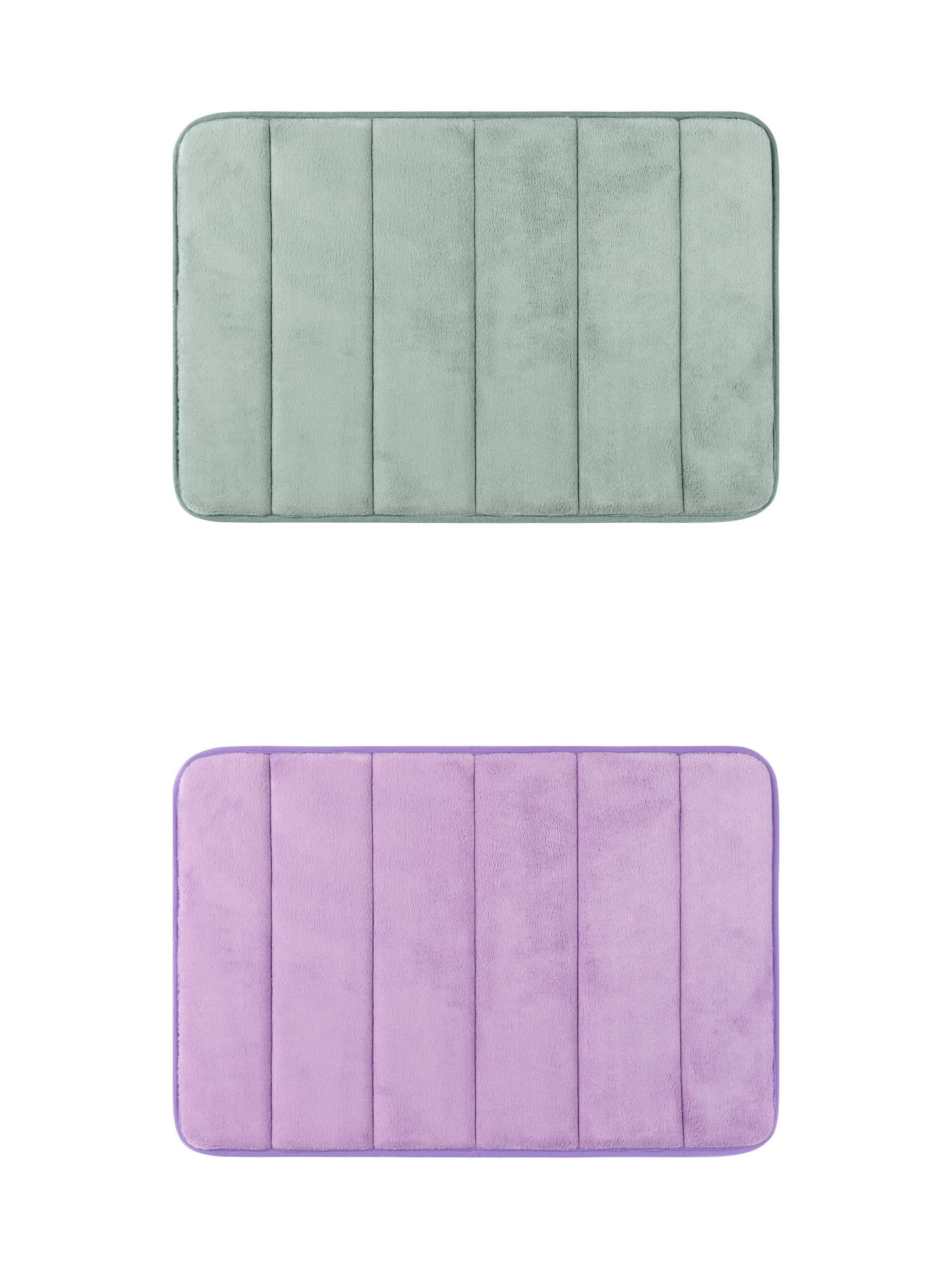 Unique Bargains 2 Pcs Soft Thick Absorbent Quick Dry Bathroom Bath Rugs Non Slip Grey/Purple 20" x 32"