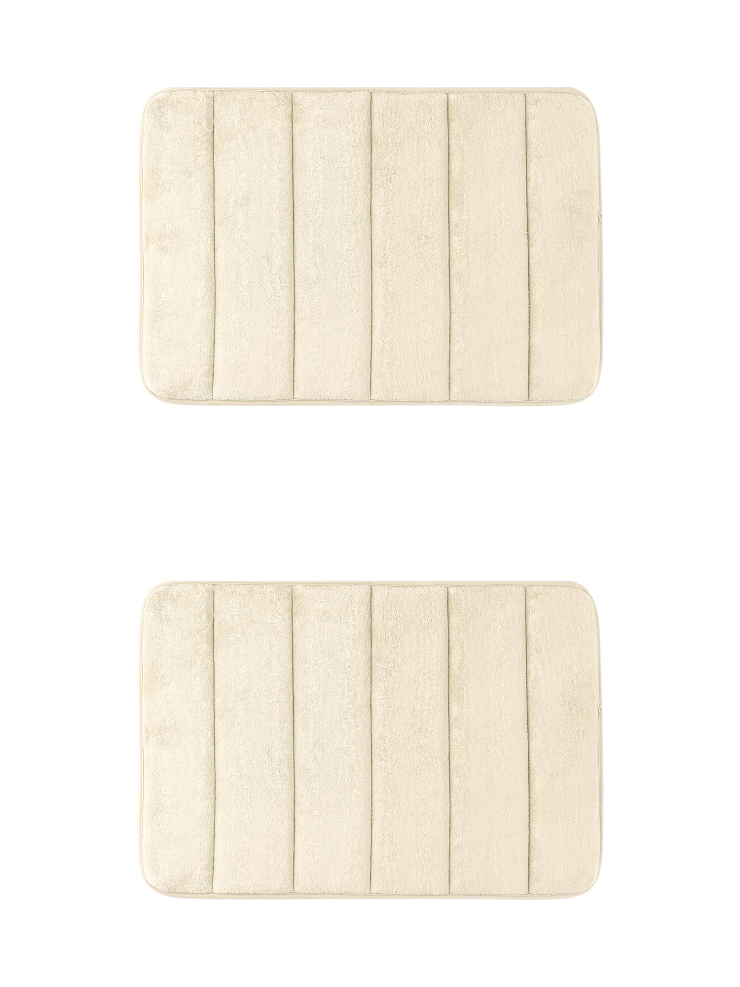 Unique Bargains 2 Pcs Soft Thick Absorbent Quick Dry Bathroom Bath Rugs Non Slip Khaki 16" x 24"/20" x 32"