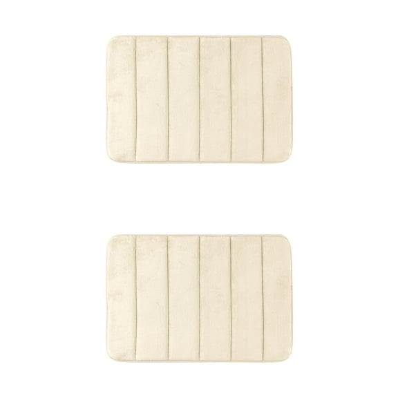 Unique Bargains 2 Pcs Soft Thick Absorbent Quick Dry Bathroom Bath Rugs Non Slip Khaki 16" x 24"