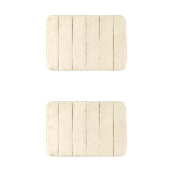 Unique Bargains 2 Pcs Soft Thick Absorbent Quick Dry Bathroom Bath Rugs Non Slip Khaki 16" x 24"