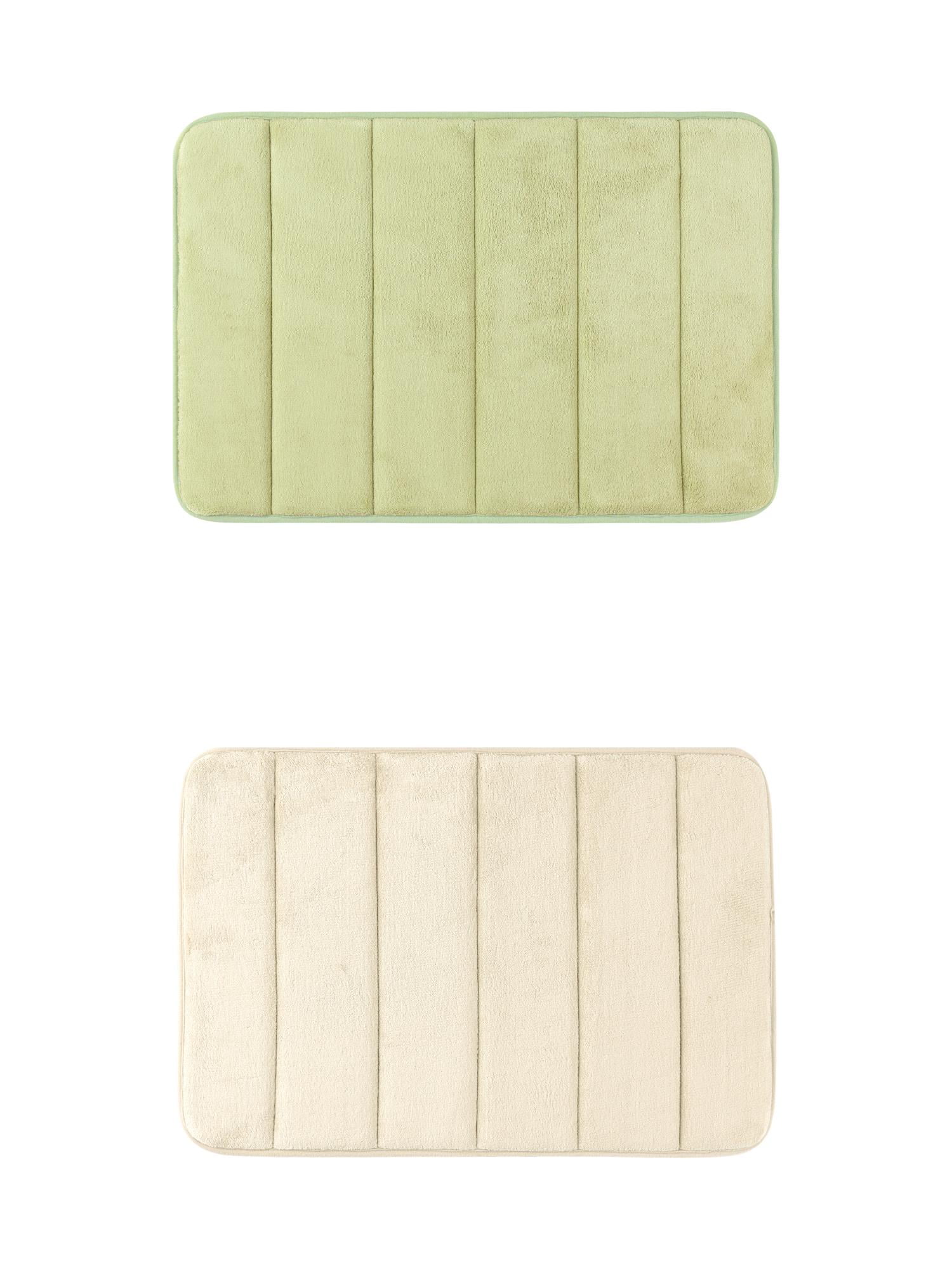 Unique Bargains 2 Pcs Soft Thick Absorbent Quick Dry Bathroom Bath Rugs Non Slip Khaki/Green 16" x 24"