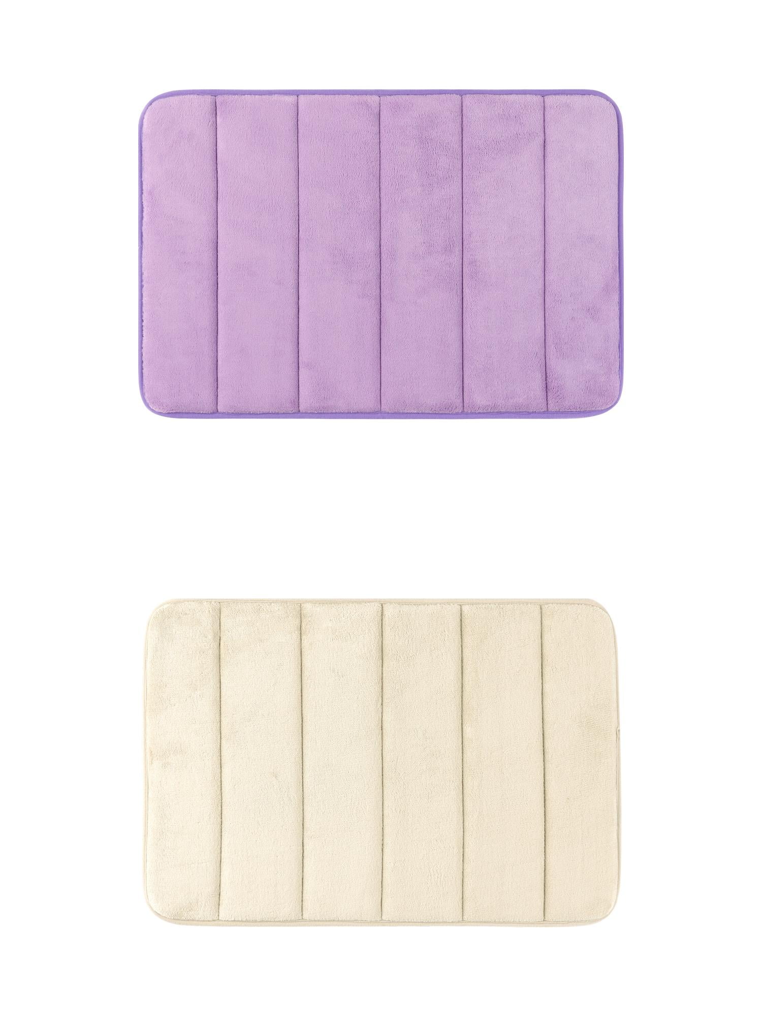 Unique Bargains 2 Pcs Soft Thick Absorbent Quick Dry Bathroom Bath Rugs Non Slip Khaki/Purple 16" x 24"