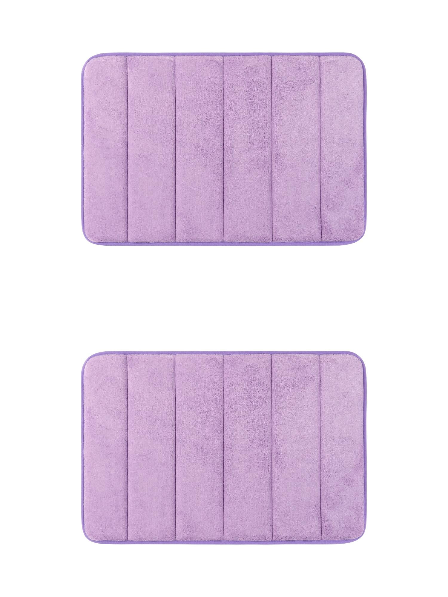 Unique Bargains 2 Pcs Soft Thick Absorbent Quick Dry Bathroom Bath Rugs Non Slip Purple 16" x 24"