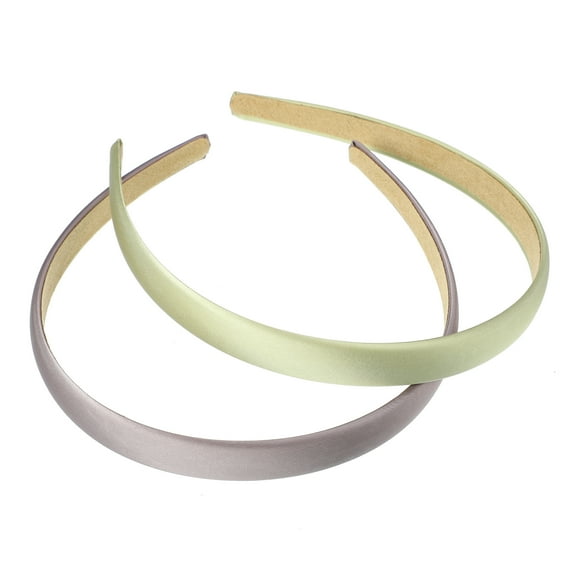 Unique Bargains 2 Pcs Solid Simple Satin Headbands Fashion Anti Slip Hair Accessories for Women Purple Green 0.63" Wide
