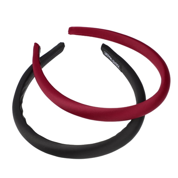 Unique Bargains 2 Pcs Solid Simple Silk Headbands Fashion Anti Slip Hair Accessories for Women Red Black 0.59" Wide