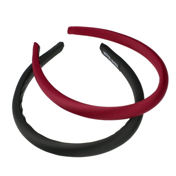 Unique Bargains 2 Pcs Solid Simple Silk Headbands Fashion Anti Slip Hair Accessories for Women Red Black 0.59" Wide
