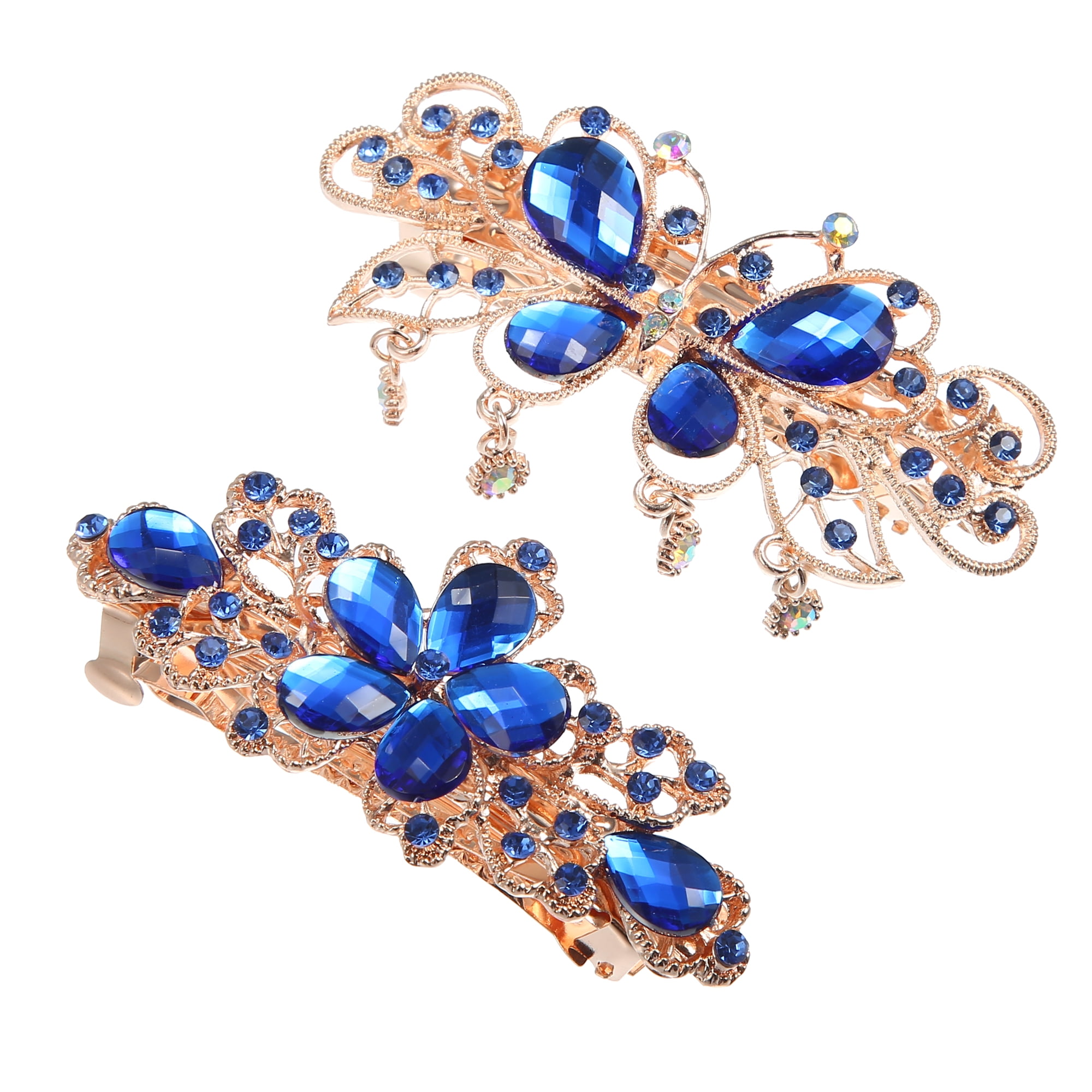 Unique Bargains 2 Pcs Sparkly Hairpin Hair Accessories Blue