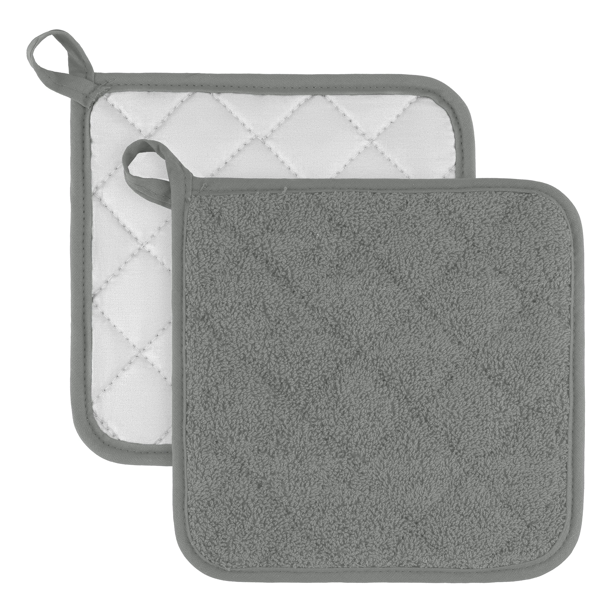 Unique Bargains 2 Pcs Square Pot Holders Heat Resistant Non Slip Pads Gray 7.1"x7.1"