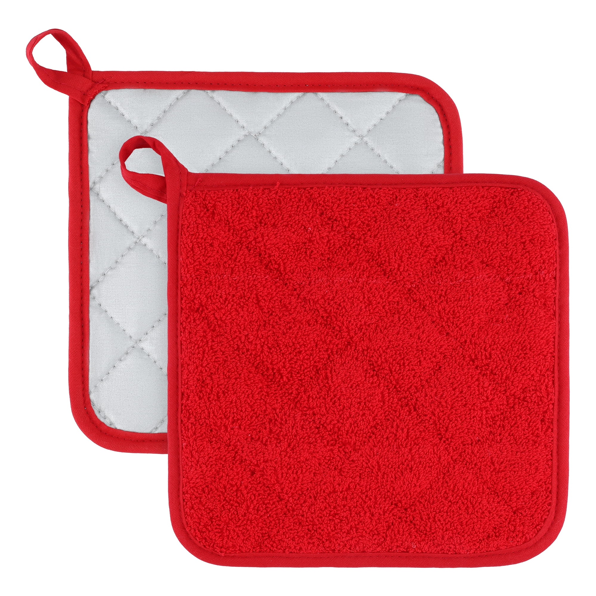 Unique Bargains 2 Pcs Square Pot Holders Heat Resistant Non Slip Pads Red 7.1"x7.1"